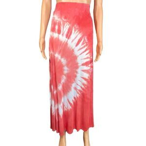 INC International Concepts Tie-Dye Maxi Skirt Womens Size XL Coral & White